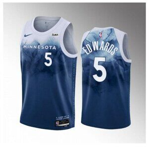 Mens Youths Kids Anthony Edwards Blue White Stitched Jersey